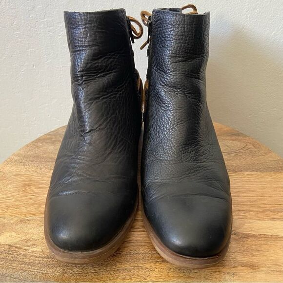 Korks Belaya Black Leather Lace Tie Up Ankle Boots - Picture 7 of 14